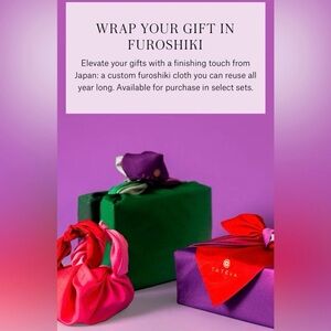 Tatcha Furoshiki Reusable Red & Pink Cloth - Gift Wrap, Scarf, Keepsake Wrap